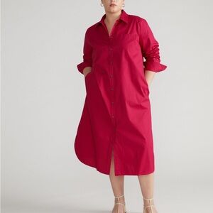 NWT Universal Standard Shirt Dress Cerise Stretch Poplin
